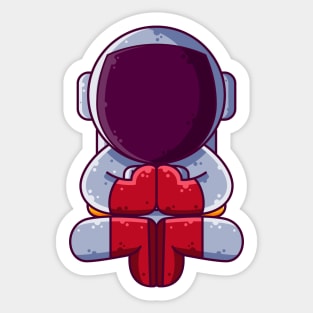Cute Astronaut Meditation Cartoon Sticker